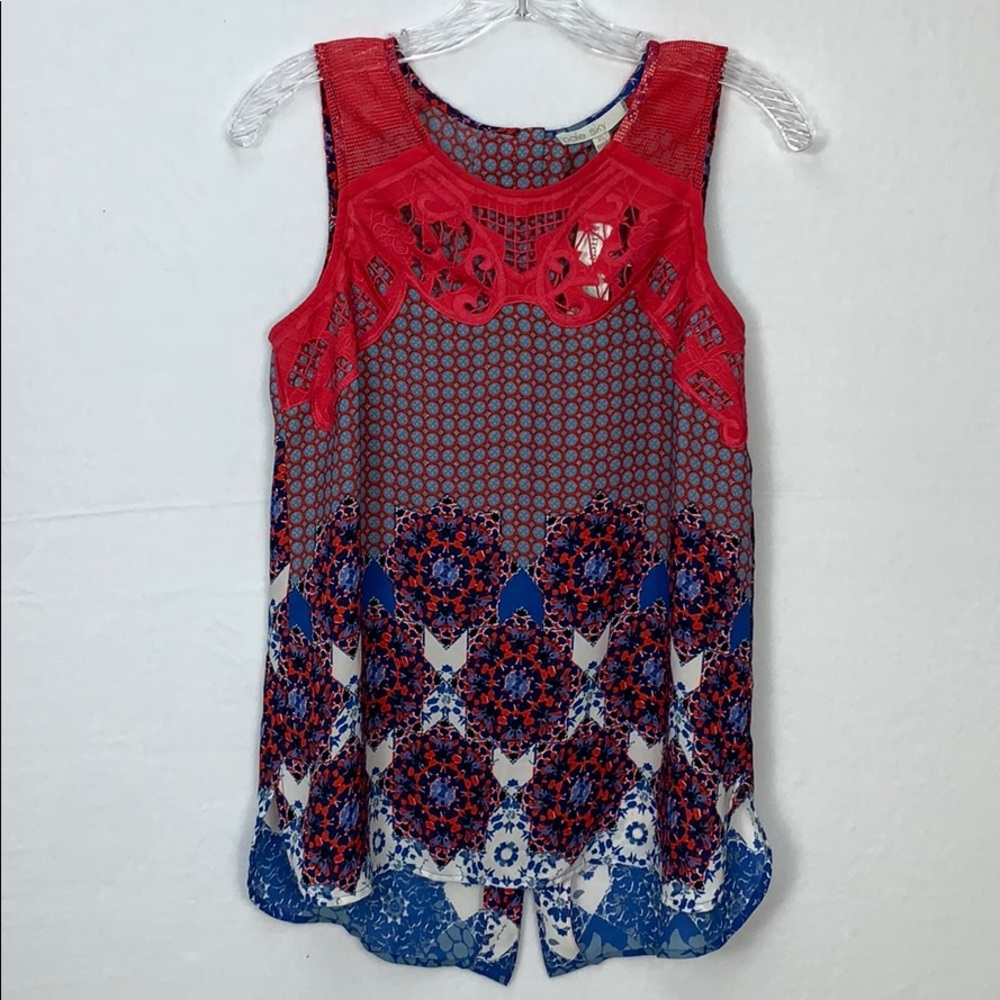 Pale Sky Angelyn Button Back Sleeveless Top XS